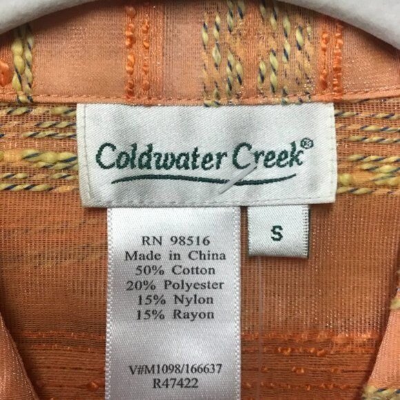 Coldwater Creek Sheer Tweed Style Blouse in Orange/Yellow - Size Small - Picture 5 of 7